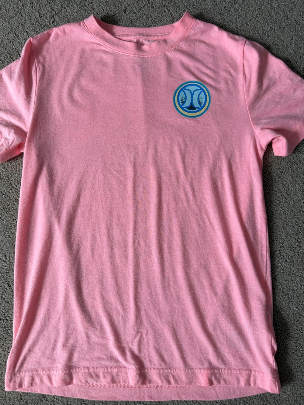 Hurley Pink Tee with Blue Logo Patch
